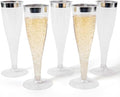 Prestee Set of 24 Silver Glitter Plastic Champagne Flutes by Prestee