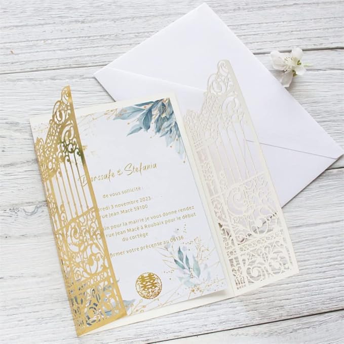 MillaSaw Metallic Gold Gate Invitation - Image 5