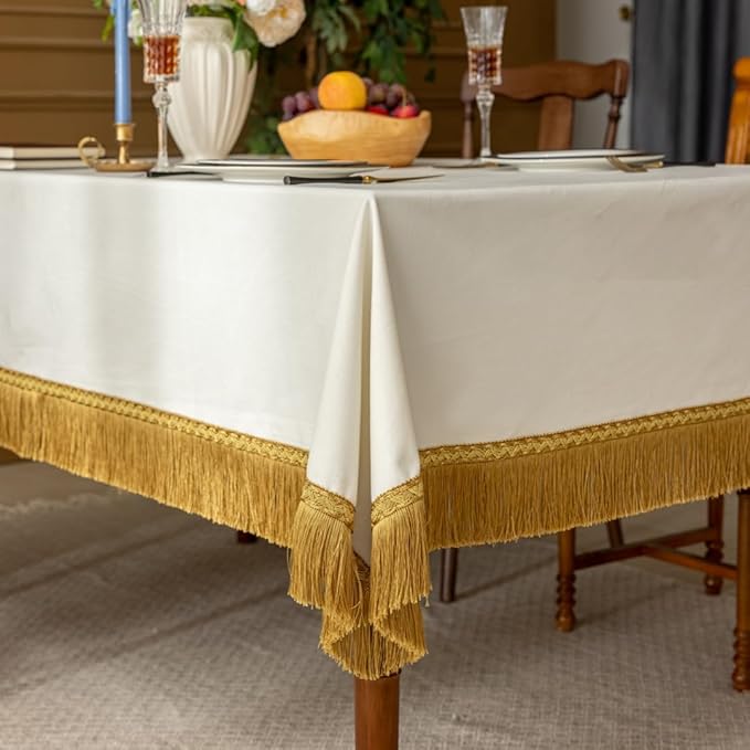 F-CHU White Tablecloth Thickset Velvet Tablecloth - Image 7