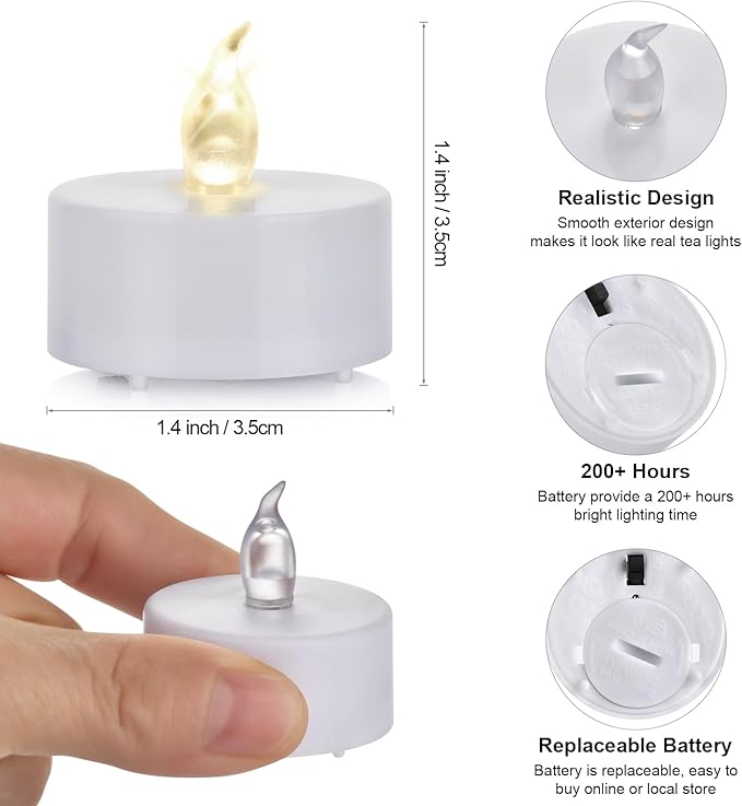 LED Tea Lights Candles- 150PACK Warm Yellow Flameless Candles Realistic and - Image 6