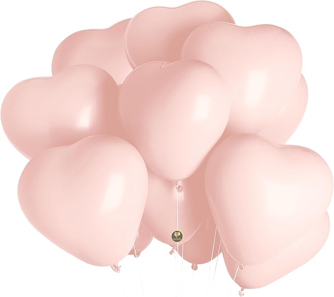 AFTERLOON® Biodegradable Balloons 100 pcs Pastel Baby Pink 10 Inch Heart Shaped - Image 2