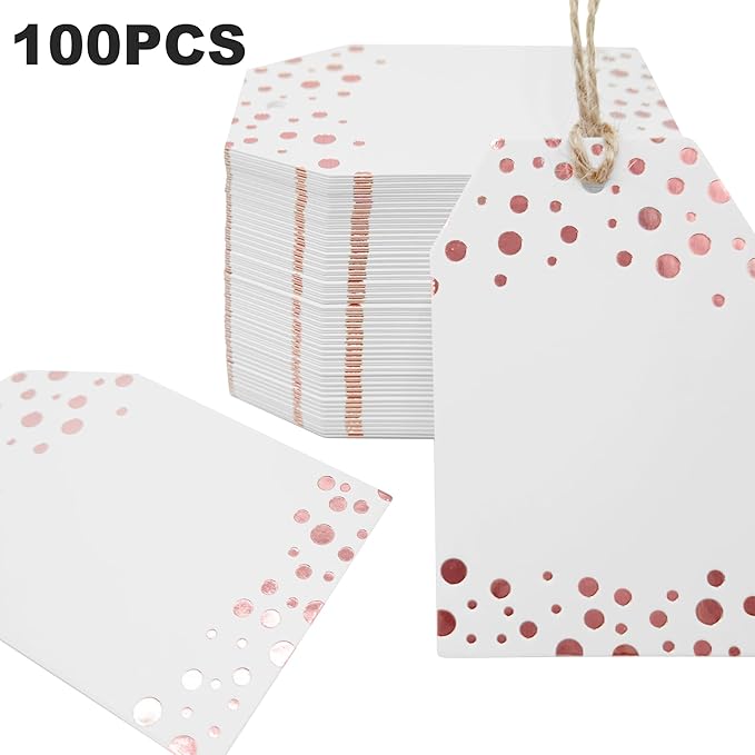 100Pcs Rose Gold Gift Tags - Image 8