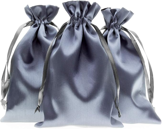 Silver Satin Gift Bags by Knitial