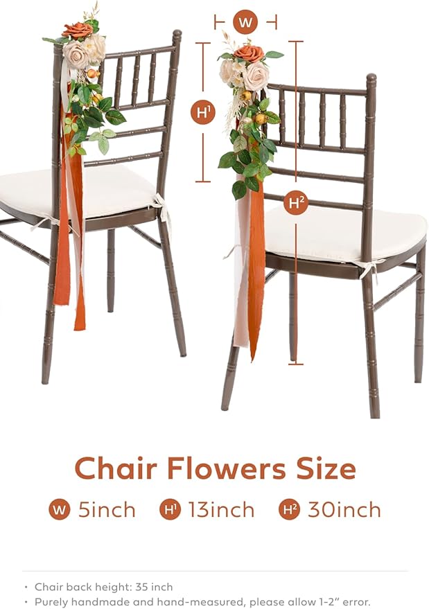 Ling's Moment 8 Wedding Artificial Aisle Pew Flowers Chair Decorations - Image 2