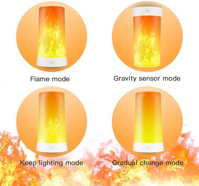 LED Flame Effect Light, Flame Lamp 4 Modes USB Rechargeable Fire Lights Indoor - Image 2