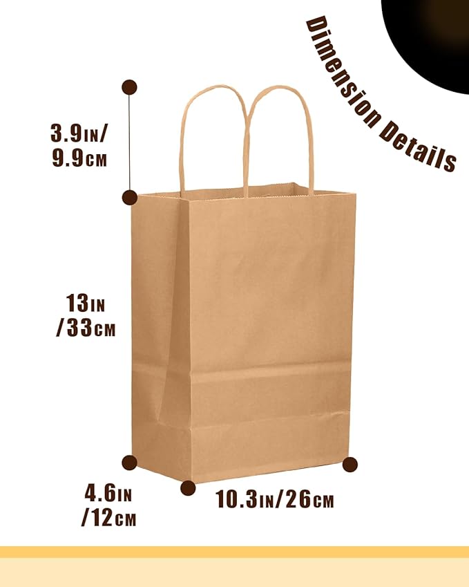 qiqee 50-Packs Brown Paper Gift Bags - Image 5