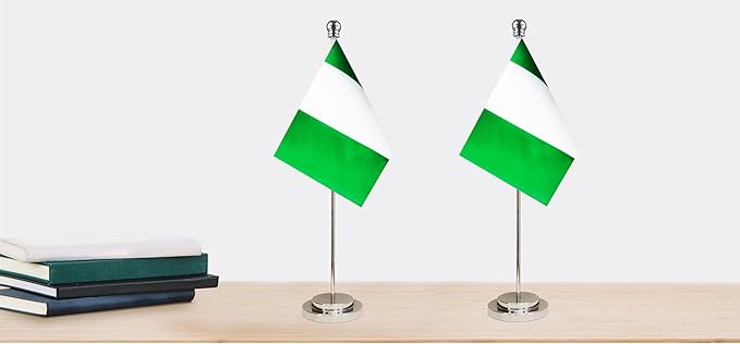 Nigeria Nigerian Deluxe Desk Flag Set Small Mini Miniature Nigeria Nigerian - Image 6