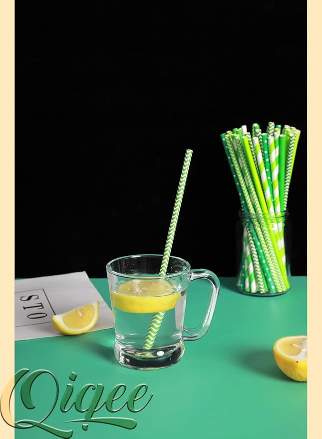 Green Paper Straws for Drinking Green Disposable Straws 150pcs Disposable - Image 6