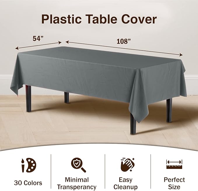 Exquisite 12-Pack Premium Plastic Tablecloth 54 Inch. x 108 Inch. Rectangle - Image 3