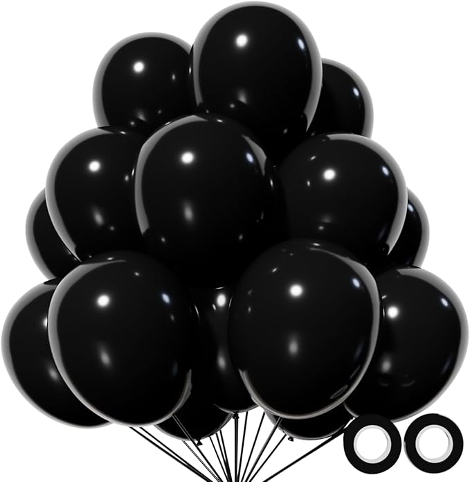110pcs Black Balloon 12 inch by KUULBELA