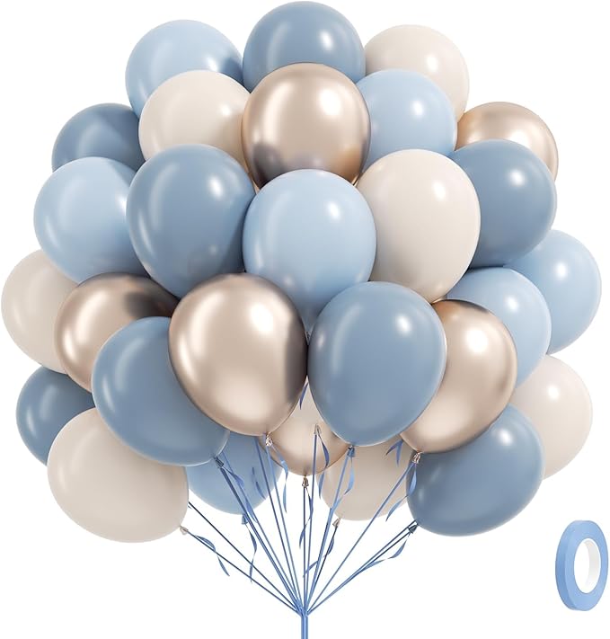 60pcs Dusty Blue Balloons 12inch by Vicduotex