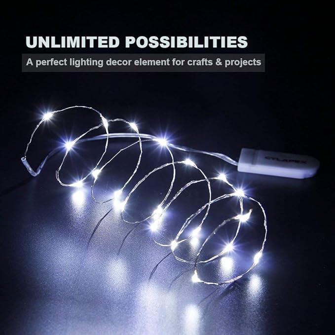 CYLAPEX Pack of 48 Cool White Fairy Lights String Battery Operated Fairy Lights - Image 6