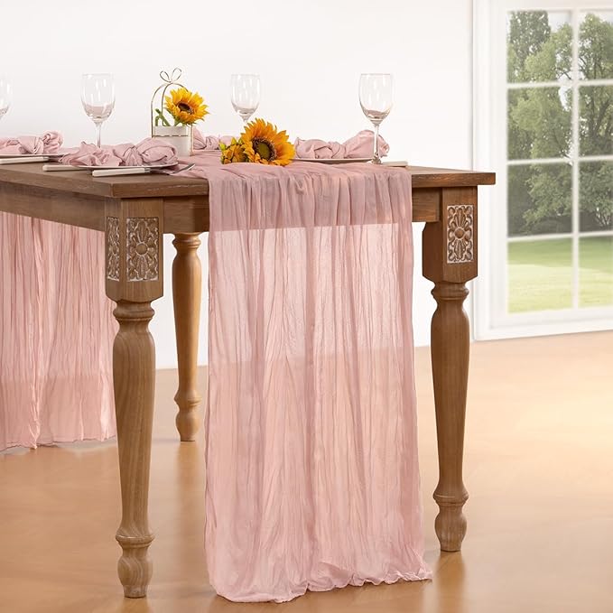 Pink Cheesecloth Table Runner 12 Pack Fall Table Runners Boho Gauze 120 Inches - Image 6