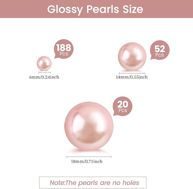 260Pcs Rosegold Glossy Beads for Centerpiece Decor, Artifical Pearls Vase Filler - Image 2
