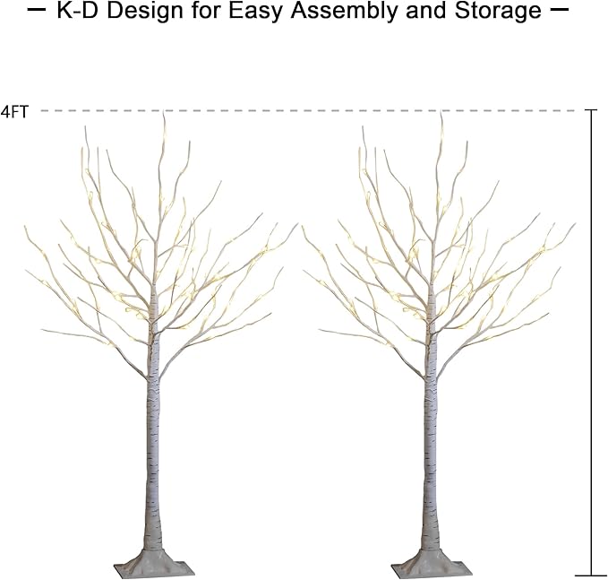 LIGHTSHARE 4 Feet 48L LED Birch Tree Lights, Warm White, - Image 6