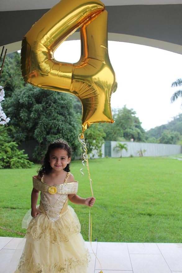 40 Inch Gold 4 Balloon for four Birthday, Glod Mylar Foil 4 Number Balloon - Image 2