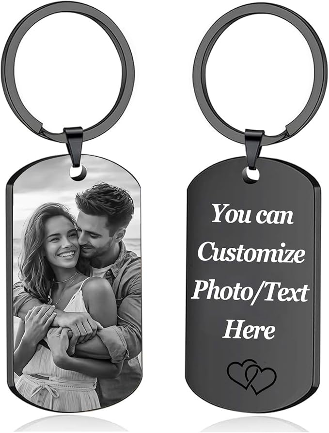 Custom Keychain with Picture, Personalized Double-sided Keychains Gifts by EGUEGU