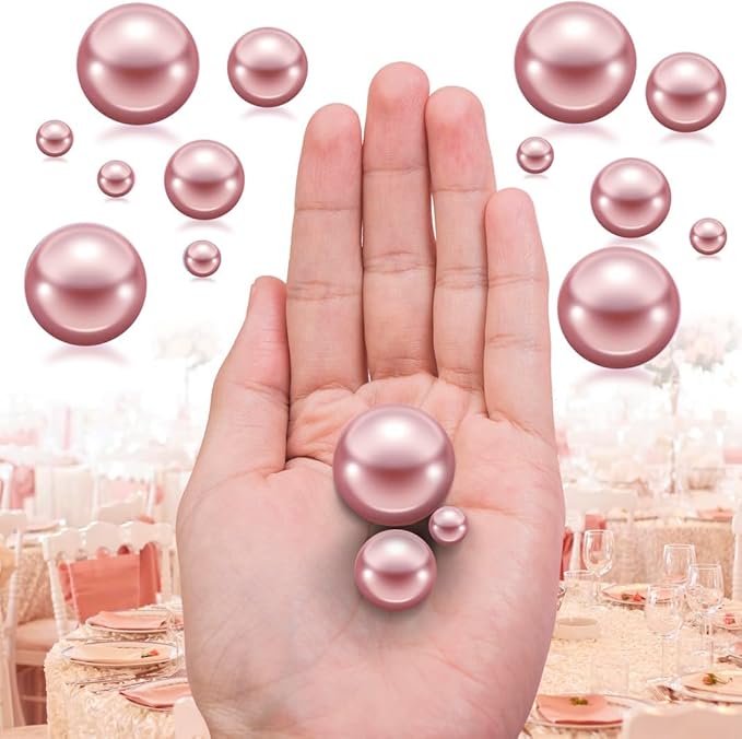 300Pcs Rose Gold Polished No Hole Faux Pearl Beads - Image 3