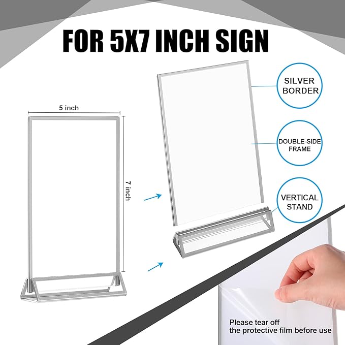 Blulu 12 Pack Acrylic Sign Holder Double Sided Picture Frame Wedding Table - Image 2