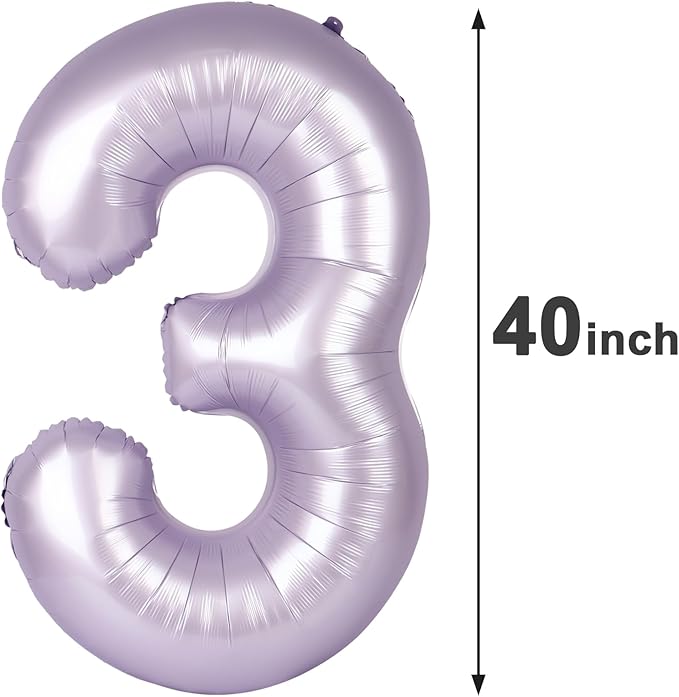 40 Inch Lilac 3 Large Number Balloon, 3 13 23 30 33 36 Lavender Birthday Party - Image 2