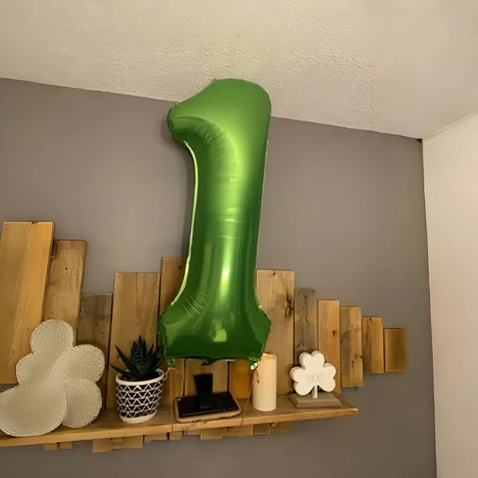 40 Inch Green Number 1 Balloon for 1st Birthday Decoration, Large Self Inflate - Image 5