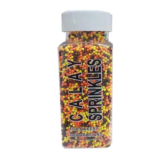 Sentovac Autumn Nonpareils Sprinkles Edible Fall 2mm Mini Peals Orange Sprinkle - Image 4