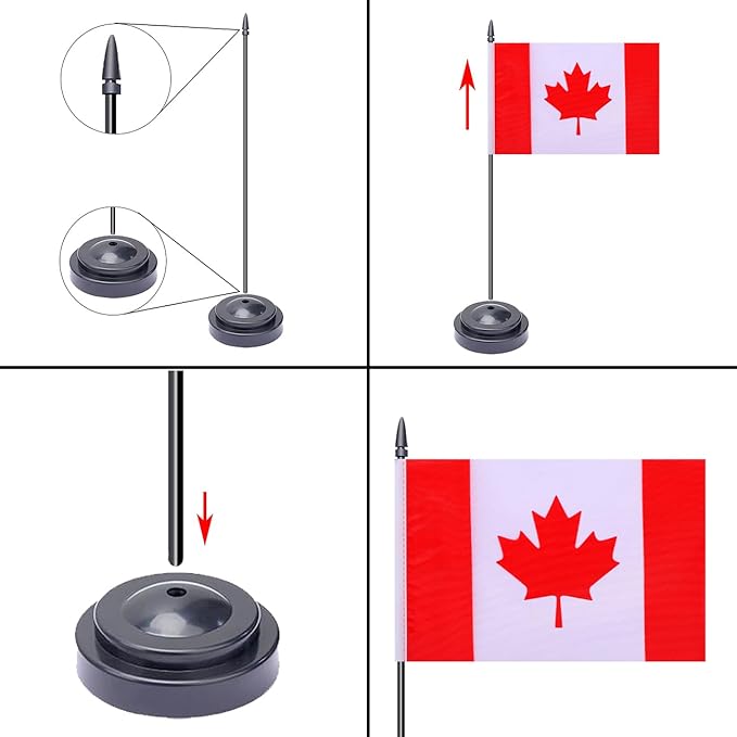 WXTWK 2 Pack Canada Flag Canada Deluxe Desk Flag Set - Image 3