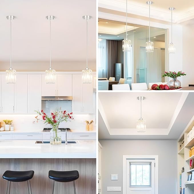 Chrome Kitchen Pendant Lights Over Island - Image 4