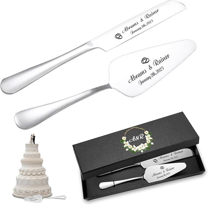 Personalized Wedding Cake Knife and Server Set by Unknown