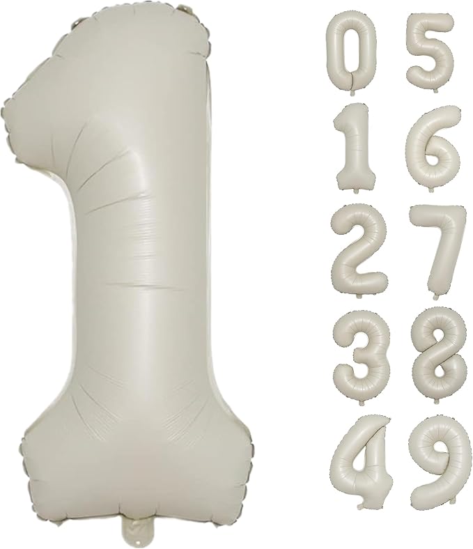 40 Inch Cream White Number1st Balloon Mylar Big Foil Helium Number 10th 11st 21 by Lnhiya