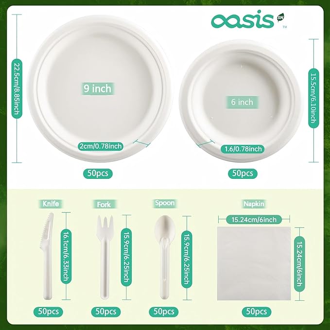 300PCS Disposable Paper Dinnerware Set - Image 2