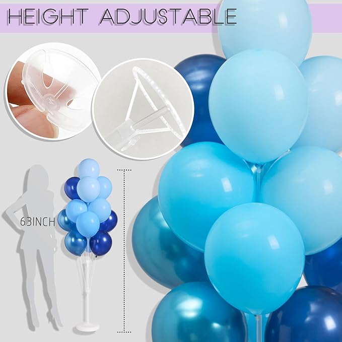 Balloon Sticks with Base for Floor or Table, Metallic Pearl Baby Blue Balloon - Image 4