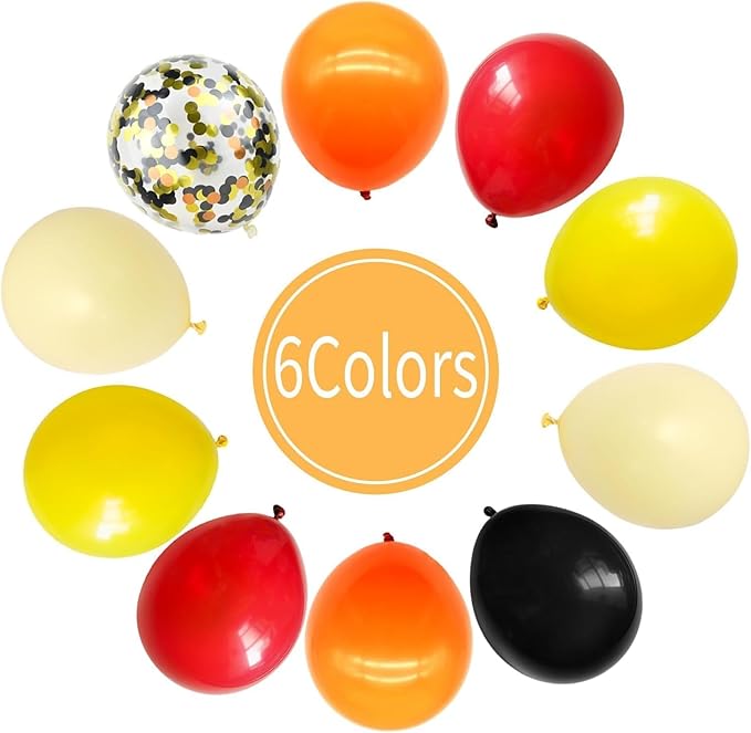 Orange Red Yellow Black Balloons, 12 Inch Colorful Latex Balloons - Image 3
