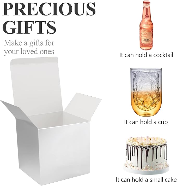 COTOPHER Small Gift Boxes 25 Pack 6x6x6 inches Silver Gift Boxes - Image 2