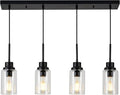 4-Lights Pendant Lighting for Kitchen Island in Black, Ceiling Light Fixtures by LIGOTFIRE