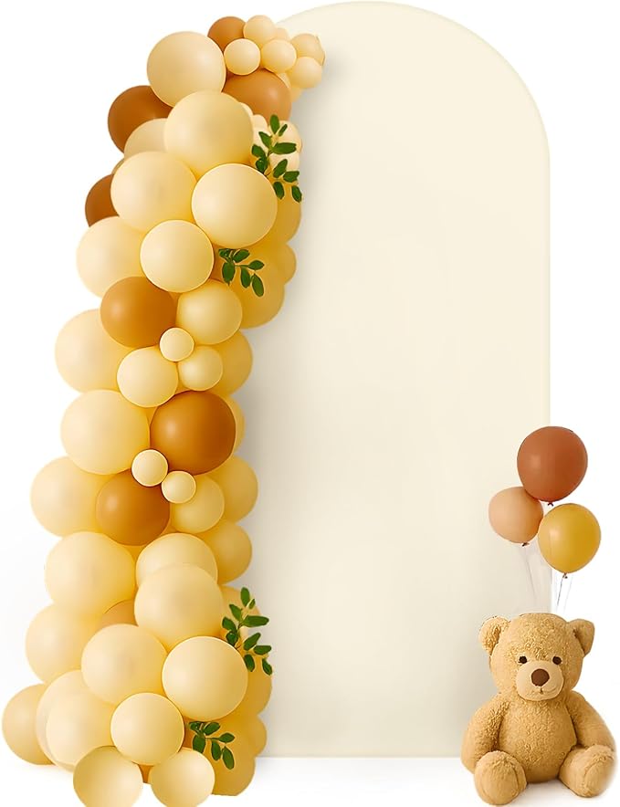 HEMMOTOP 6.6 ft Light Beige Arch Backdrop Cover, Spandex Arch Covers Stretchy by Hemmotop