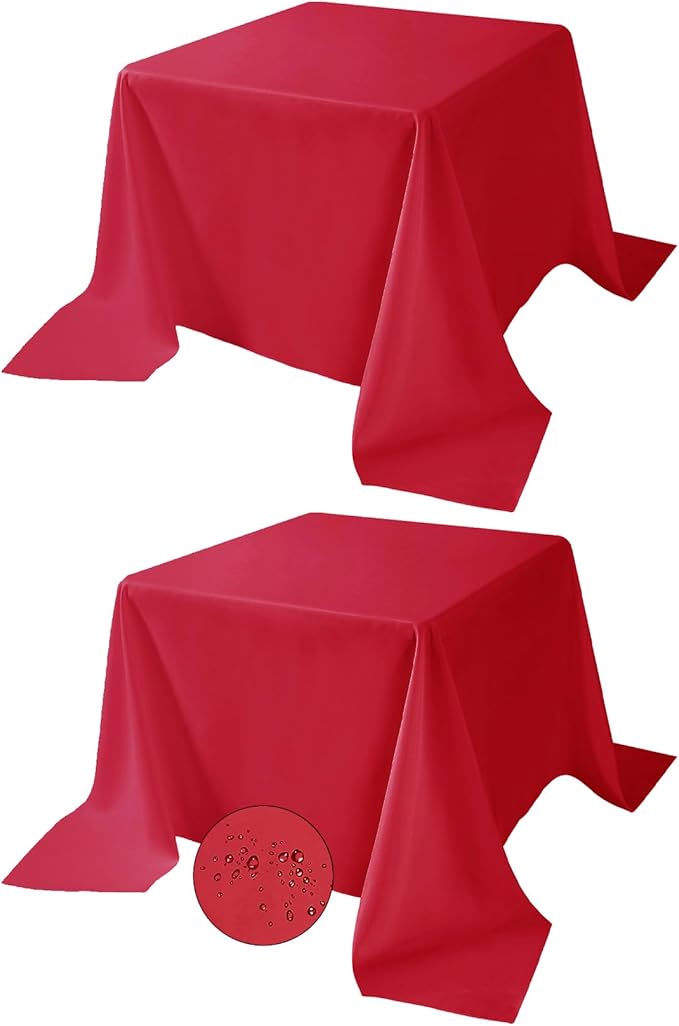 Fokitut 2 Pack Waterproof Square Tablecloth, 90x90 Inch, Stain Resistant and by BalsaCircle