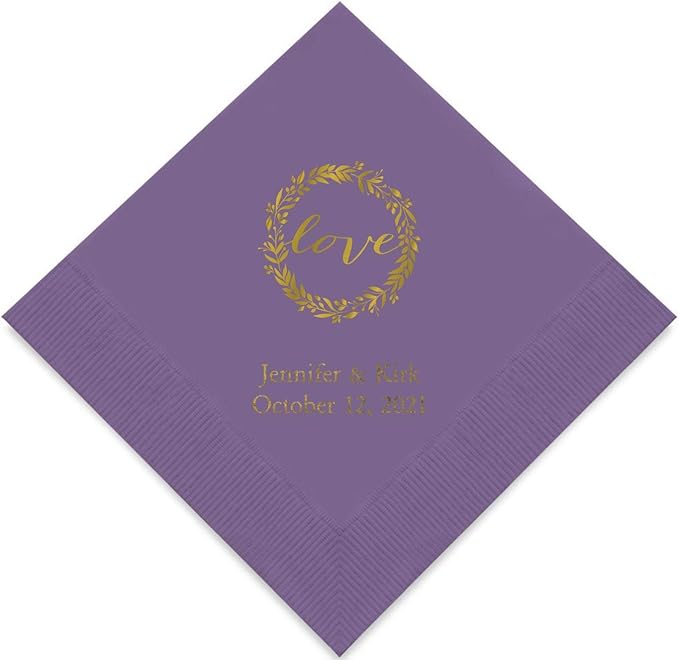 Weddingstar Personalized Printed Paper Napkins 3-Ply 50 Pack by WEDDINGSTAR