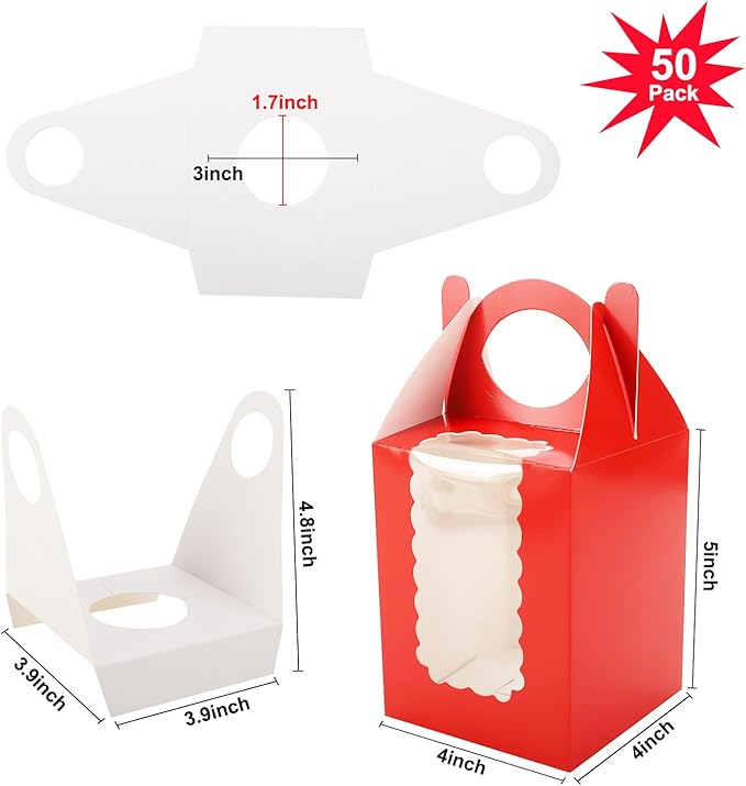 Individual Cupcake Boxes 4x4x5 Inches Disposable Pastry Tray Boxes, - Image 2