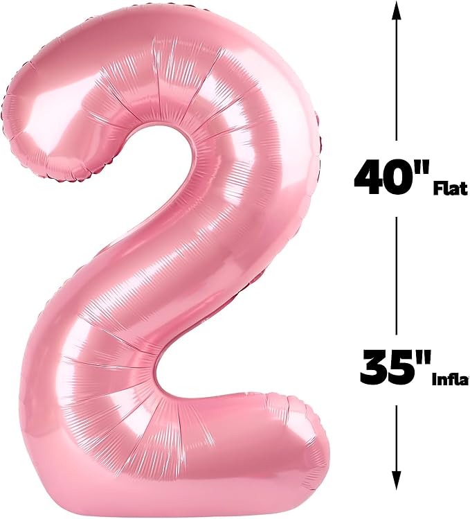 Big 40 Inch Pearlescent Pink 2 Number Balloon Birthday Decoration, Pearl Pink - Image 2
