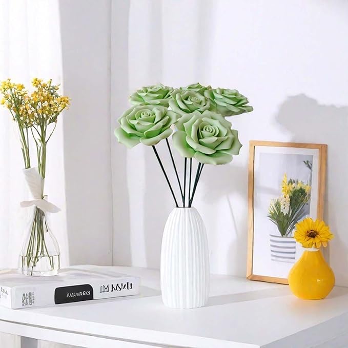 6 pcs Handmade Ceramic Roses, Featuring Vibrant Colors and Intricate Petal - Image 4