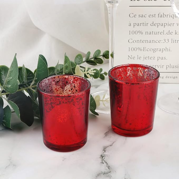 Red Mercury Glass Tea Light Holders Set of 36 - Image 4