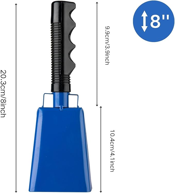 Steel Cow Bell with Handle 8 inch Cowbells Noise Makers, Hand Percussion Loud - Image 3