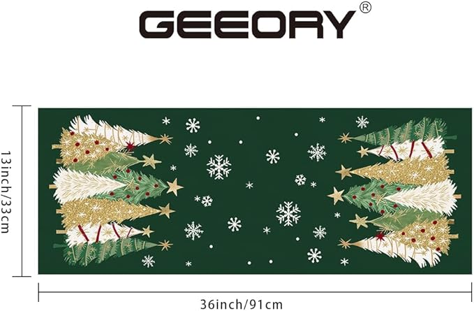 GEEORY Christmas Table Runner 13x36 Inch, Xmas Trees Snowflakes Holiday - Image 6