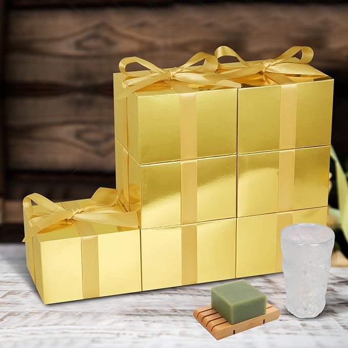 COTOPHER Small Gift Boxes 10 Pack 6x6x4 inches Gold Gift Boxes - Image 2