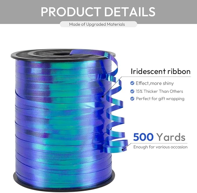 KMER LIFE Blue Gradient Curling Ribbon, 1/5" Wide x 500 Yards Christmas Curling - Image 2