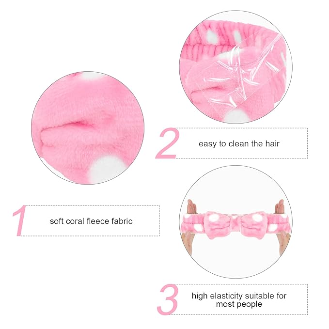 Semato 8 Pcs Pink Spa Headband - Image 2