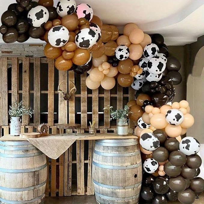 Brown Cow Balloons, 12 Inch Dark Brown Coffee Nude Tan Neutral Gold Confetti - Image 5