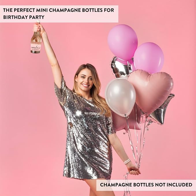 Andaz Press Personalized Mini Champagne Wine Bottle Labels, Birthday Blush Pink - Image 5