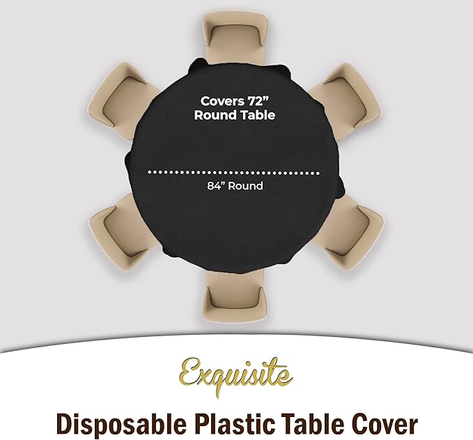 Exquisite Party Solids 12-Pack Premium Plastic Tablecloth 84in. Round Table - Image 3